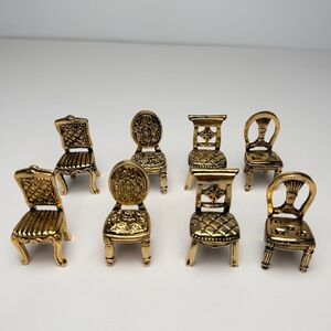 Vintage Elegant Gold Accent "Dining Room Chairs" Table Place Card Holder 8pcs